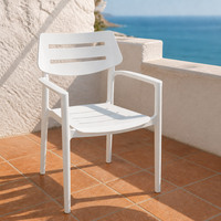 Chaise de jardin en plastique, fauteuil d'extérieur avec dossier à lattes et accoudoirs, multicolore, pour pelouse, balcon, cour, mobilier de jardin