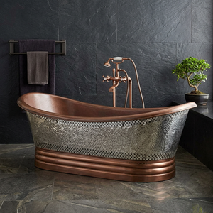 Bañera Ovalada de Cobre Independiente con Patas, Base con Faldón, Hecha a Mano, para Baño de Casa u Hotel - Product Image 2