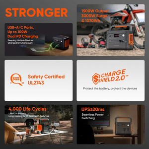 Générateurs solaires pour la maison, l'extérieur et le camping / Stations d'alimentation portables 1000 V2 | |   2042 <span class=keywords><strong>Wh</strong></span> |   4000 cycles pour une capacité de plus de 70 % - Product Image 3