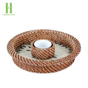 Meilleure vente plateau de service écologique en rotin déchiqueté personnalisable OEM rotin chargeur assiettes centres de table décoration - Product Image 1