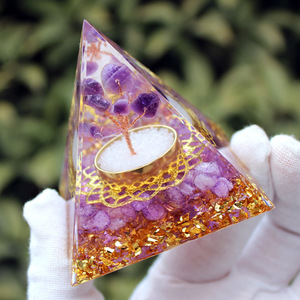 <b>Crystal</b> Epoxy Pyramid Amethyst <b>Tree</b> Resin Ornament Home Decoration Desktop Craft Collection - Product Image 3