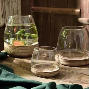 Terrario da tavolo per moltiplicazione di piante, fioriera per piantare acqua vaso in vetro con supporto in legno per la coltivazione di piante idroponiche a casa - Product Image 1
