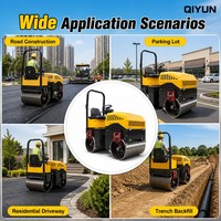 آلة دك التربة الاهتزازية ذات الأسطوانة المزدوجة بقدرة 1 طن من QIYUN، ضاغط أسفلت ديزل بقوة 13.2 كيلوواط، آلة تضييق التربة الصغيرة معتمدة CE