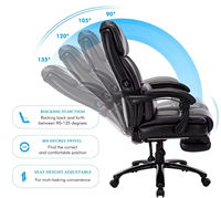 Chaise de bureau exécutive ergonomique extra-large moderne, dossier haut, chaise de bureau pour ordinateur, repose-pieds, soutien lombaire, cuir synthétique