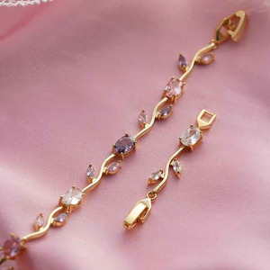 Braccialetto con Fiori Colorati Placcato Oro, Regalo <span class=keywords><strong>per</strong></span> <span class=keywords><strong>San</strong></span> <span class=keywords><strong>Valentino</strong></span>, Gioiello a Forma di Ramo <span class=keywords><strong>per</strong></span> Anniversario - Product Image 6