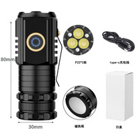 Super Bright 3 LED Mini lampe de poche 2000LM Rechargeable étanche Photo Studio Torche avec aimant arrière pour lumière de camping