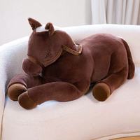 Coussin en peluche cheval noir pour se coucher - Coussin en peluche pour se reposer - Coussin de câlin extra large et super doux
