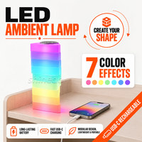 Lampe de nuit RGB rechargeable pour chambre à coucher, bureau, lecture, lumière d'ambiance, blocs empilables DIY, commande tactile, cadeau pour enfants