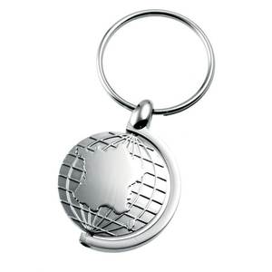 Llavero Giratorio con Globo Terráqueo, Diseño de Mapa Mundial en Metal Plateado, Accesorio de Regalo para Viajeros - Product Image 1