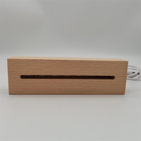 Base de lampe 3D à LED ovale USB, vintage, vente en gros, Double fente, en bois naturel