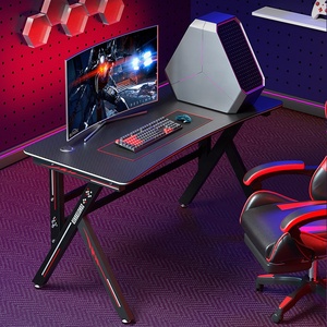 <strong>White</strong> <strong>PC</strong> Gaming <strong>Desk</strong> 44 Inch K Shaped Carbon Fiber Surface Desktop Computer Table with Cup Holder Headphone Hook - Product Image 5