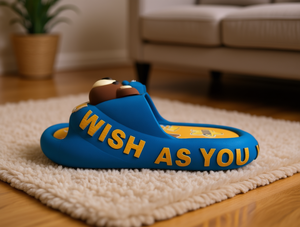 Pantofole Blu Scuro Taglia 24-35 con Suola Imbottita in EVA per Tutte le Stagioni, da Indossare in Casa, con Lettere in Rilievo e Decorazioni Stampate in 3D - Product Image 2