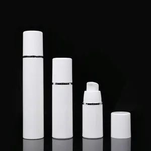 Wholesale15ml 30ml 50mlPPプラスチックトラベルホワイトエアレスポンプボトル美容クリームローション化粧品包装