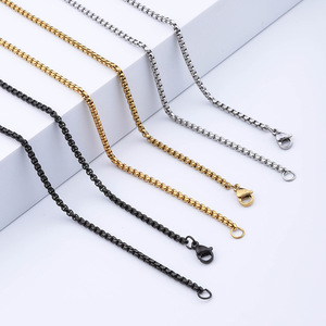 Chaîne à maillons carrés perlés, plaquée sous vide, couleur durable, assortie, pour DIY, 2.0 2.5 3.0 mm, collier chaîne à maillons carrés, best-seller - Product Image 1