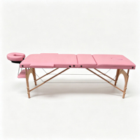 Table de massage pliable portable en bois à 3 sections, lit de massage pour cils, lit de massage facial réglable pour salon de beauté