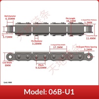 Chaîne de transmission à feuilles en acier inoxydable en forme de U, modèle 08B-20A, simple/double rangée, pour convoyeur à bande