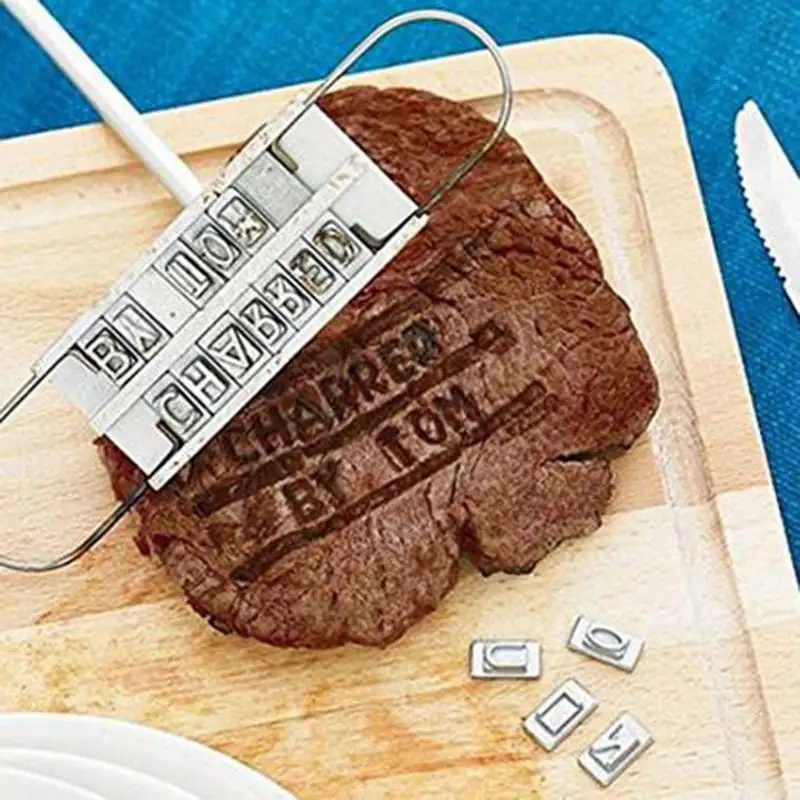 Phụ Kiện Thịt Nướng Tự Làm Chất Lượng Cao 2021 55 Chữ Cái Dụng Cụ Thịt Bít Tết Thịt Nướng BBQ Tên Thương Hiệu Sắt Trên Logo