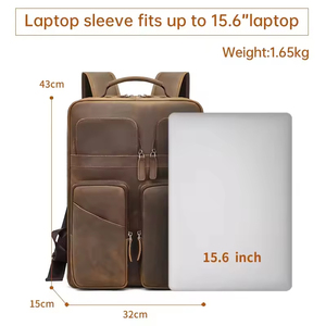 Yüksek kaliteli çılgın at hakiki deri büyük kapasiteli yün <span class=keywords><strong>s</strong></span>ırt çantası su geçirmez erkek açık <span class=keywords><strong>Laptop</strong></span> çantası öğrenciler için - Product Image 2