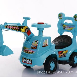 Children's Ride On Excavator Toy Car Yellow Plastic Four Wheel Construction Vehicle For Kids 6688 - Product Image 4