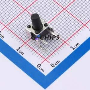 TS669ZJ 022 Tactile Switch Bent Lead Through Hole-4P,7.3x6.1mm Single Pole Single Throw Round Button 2.5N Right Angle Insert - Product Image 1