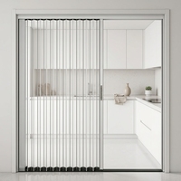 Porte coulissante pliante en panneau acrylique transparent, cloison pliable en PVC, coupe-vent pour cour, garantie 5 ans, invisible