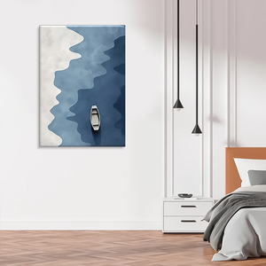 Bateau en gros sur la <span class=keywords><strong>mer</strong></span> bleue côtière abstraite Seascape Wall Art pour la décoration intérieure - Product Image 5