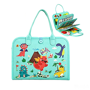Funboxes - Livre d'activités Montessori en feutre <span class=keywords><strong>fait</strong></span> <span class=keywords><strong>main</strong></span> avec un adorable design d'éléphant - Livre éducatif précoce et silencieux pour les tout-petits - Product Image 4