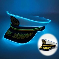 Cappello da Capitano LED Luminoso, Berretto Uniforme da Yacht Multicolore con Filo EL, Cappello Luminoso da Donna in Poliestere/Rayon per Nightclub, Bar, Feste, Crociere