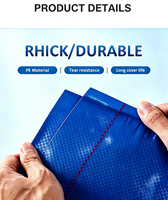 Bâche en PE, tissu enduit imperméable, feuille de plastique, bleu foncé