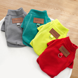 Fashion Fleece Dog Coat Solid Color Winter Warm Dogs Soft Vest with D-ring in Gray Red Yellow - Product Image 2