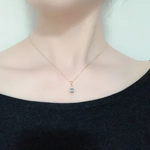 Collar con colgante de estrella para mujer, plata 925, Topacio Azul Natural, chapado en oro de 14K, collar de joyería fina, LAMOON coreano - Product Image 5