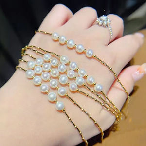 Ngọc Trai Nước Ngọt Thật 18k Vàng Nguyên Chất Nguyên Chất Vintage AAA Cấp Trắng Vòng Tay Mỹ Trang Sức Tiệc Cưới Quà Tặng Giáng Sinh - Product Image 1