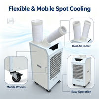 Refroidisseur d'air portable industriel 12000 BTU 2,7 kW, climatiseur portable temporaire pour atelier, entrepôt, tente, événement, construction