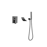 Fabrication robinet de bain & douche robinets 3-fonction carré salle de bains en laiton mat noir cascade moderne douche ensemble