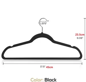 Benutzer definierte Premium Velvet Hanger Space Sparen Sie rutsch feste Kleiderbügel aus schwarzem Samt