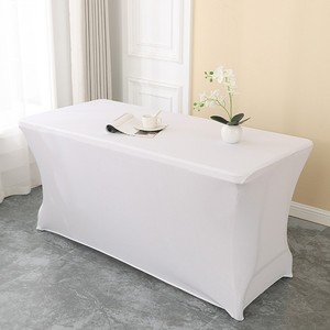 Housses de table élastiques rectangulaires en polyester épais de couleur unie pour décorations de mariage, hôtels, restaurants et banquets - Product Image 4