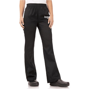 Personnaliser Restaurant Chef Uniformes <span class=keywords><strong>Cuisine</strong></span> <span class=keywords><strong>Cuisine</strong></span> <span class=keywords><strong>Noir</strong></span> Femmes Chef <span class=keywords><strong>Pantalon</strong></span> Uniforme Cloche Bas - Product Image 1