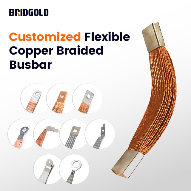 New Energy Custom Conductor Copper Bare/Tinned Flexible Braided Busbars for EV Battery 50mm²,1.5mm²-6000mm²