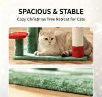Arbre à chat de Noël en sisal résistant aux griffures, stable, avec maisonnette intégrée, multifonctionnel, pour le jeu et le griffage des chats