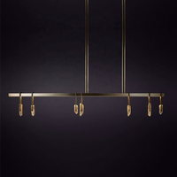 Luminaire suspendu linéaire moderne de style nordique, luminaire suspendu simple, salon, salle à manger, couleur bronze, luminaire suspendu à 3 têtes