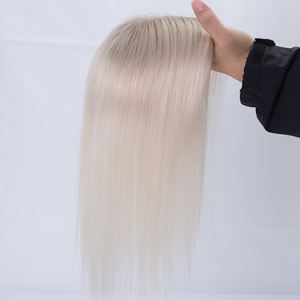 Extensiones de Cabello Humano Rubio de Aspecto Natural con Clip para Mujer, Topper de Corona Liso - Product Image 2