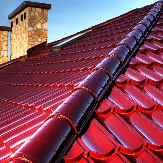 रंग लेपित रंगीन छत स्टील टाइल्स गैल्वेनाइज्ड छत 28 गेज नालीदार स्टील धातु जस्ता टाइल छत शीट