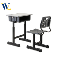 Ensemble de bureau et de chaise d'étudiant réglable en plastique et en bois moderne pour une utilisation scolaire, design durable