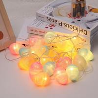 Nouvelles guirlandes lumineuses LED colorées en forme d'œuf de Pâques craquelé, à piles rechargeables, blanc chaud, pour la décoration printanière de la maison