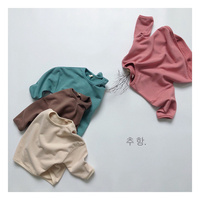Estilo coreano Unisex niños Casual ropa básica sudaderas Color sólido francés Terry niños pequeños niños niñas pulóver Top