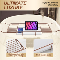 Plateau de bain extensible de luxe en or rose avec couvercle antidérapant pour tablette