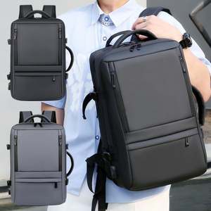 Sac à dos de travail pour ordinateur portable extensible avec chargeur USB, sac de voyage pour femmes et hommes, sac à roulettes de bureau noir personnalisé - Product Image 5