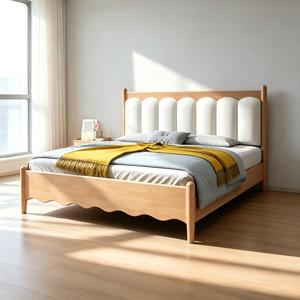 Simple Modern Solid Wood Rubber <b>Double</b> Wooden 1.5m 1.8m Twin Soft <b>Bed</b> Frame Home Furniture Bedroom <b>Beds</b> - Product Image 1