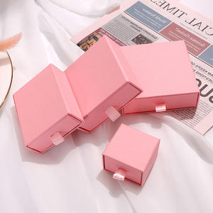 Делюкс розовый маленький тонкий слайдер картонная подарочная коробка запонки на заказ Deluxe ящик для ювелирных материалов губка - Product Image 4