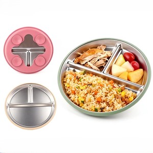 Vaisselle pour enfants - <span class=keywords><strong>Assiette</strong></span> pour bébé en acier inoxydable 304 avec plateau intérieur compartimenté - Product Image 2